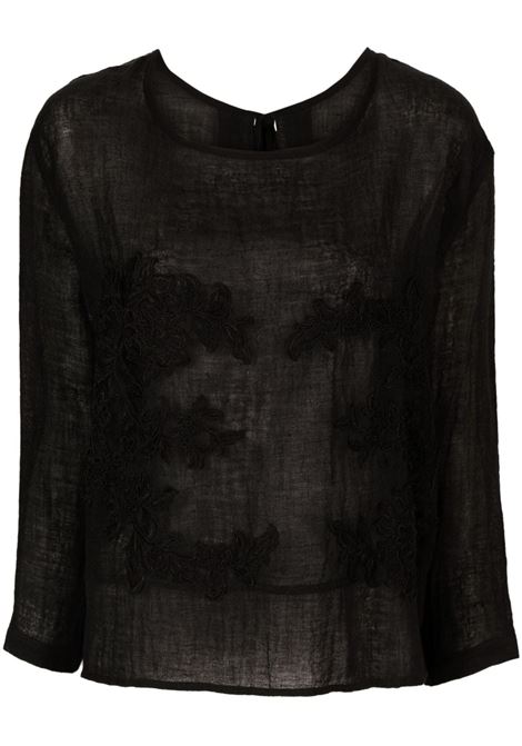 Blusa a maniche lunghe con applicazioni in pizzo in nero - donna MAURIZIO | W0801027533