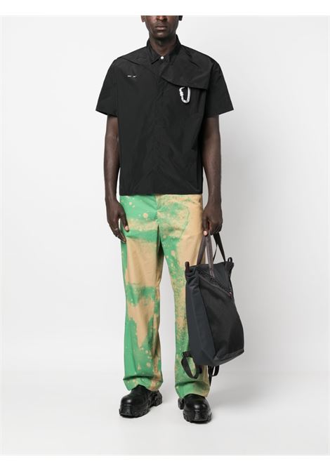 Green and beige spray-paint effect track trousers - men OAMC | 23E28OAU31COTOA043324