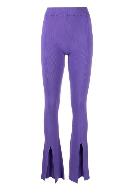 Purple front slit knit trousers - women