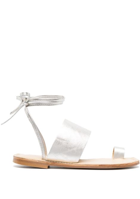 Silver metallic toe-strap sandals - women RODEBJER | 25501479002