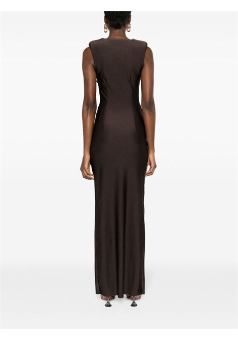 Brown  V-neck ruched maxi dress - women AMEN | HMS24516174