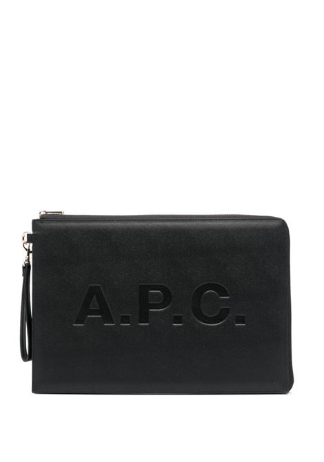 Clutch con stampa logo APC in nero - donna A.P.C. | PUABLM63565LZZ