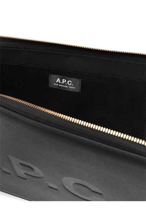 Clutch con stampa logo APC in nero - donna A.P.C. | PUABLM63565LZZ