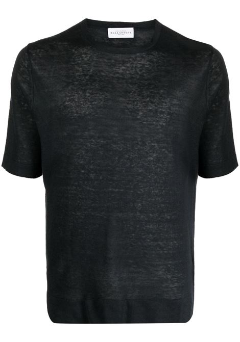 Black crew-neck short-sleeve T-shirt - men