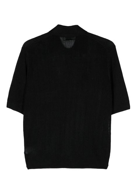 Black crocket-knit polo shirt - women BALLANTYNE | B2W19214L1815517