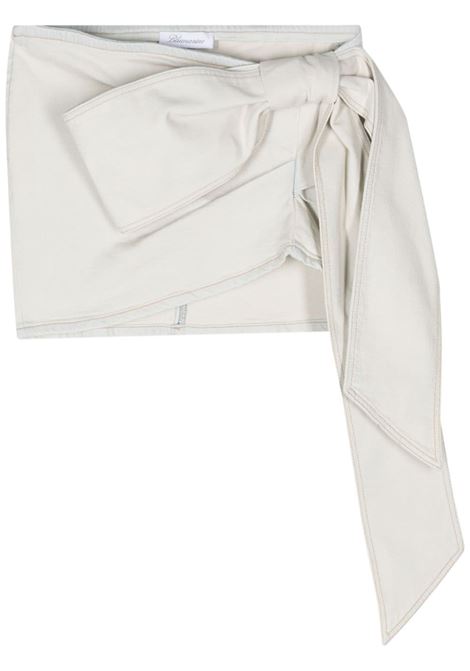 White bow-detail asymmetric mini skirt - women