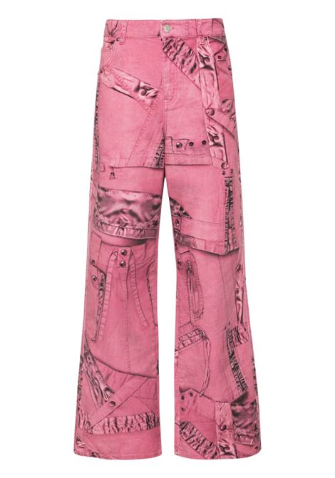 Pink cargo-patch print puddle trousers - women BLUMARINE | 2J128AT7319