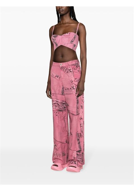 Pink cargo-patch print puddle trousers - women BLUMARINE | 2J128AT7319