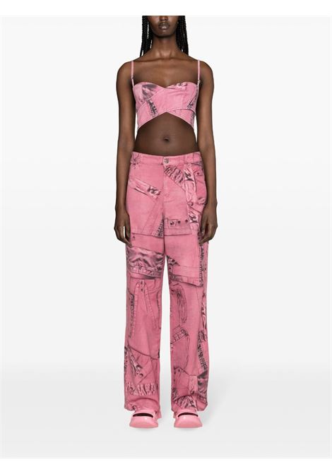 Pink cargo-patch print puddle trousers - women BLUMARINE | 2J128AT7319