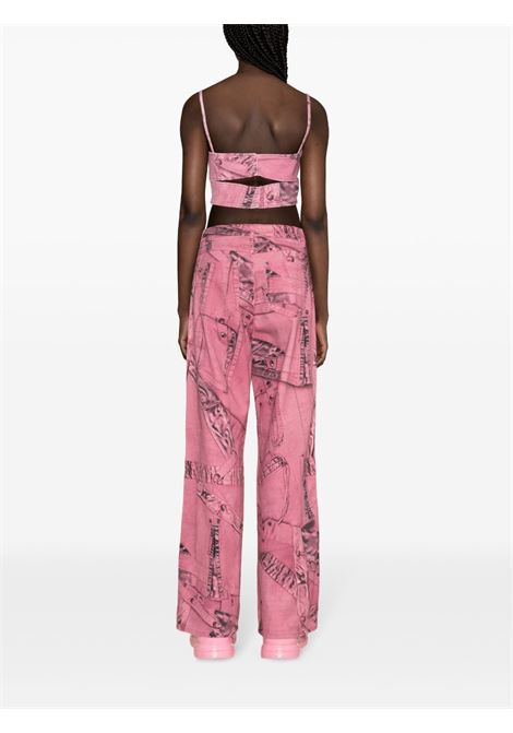 Pink cargo-patch print puddle trousers - women BLUMARINE | 2J128AT7319