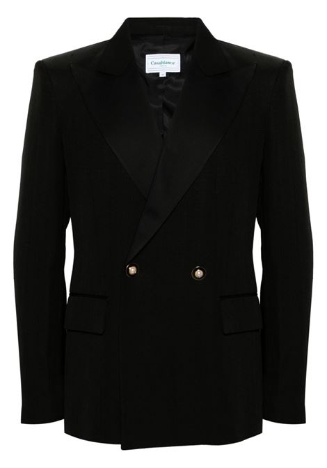 Black double-breasted tuxedo blazer - men CASABLANCA | MPS24JK23601BLK