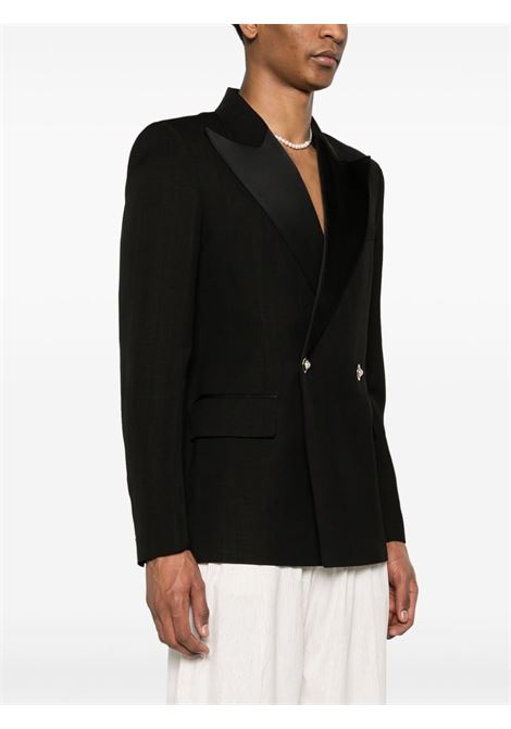 Black double-breasted tuxedo blazer - men CASABLANCA | MPS24JK23601BLK