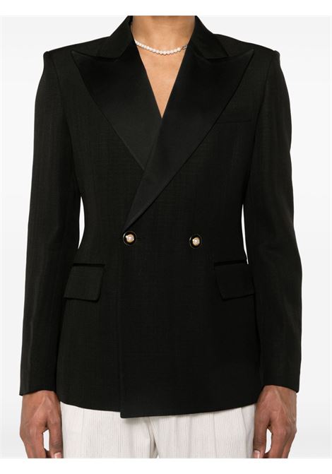 Black double-breasted tuxedo blazer - men CASABLANCA | MPS24JK23601BLK