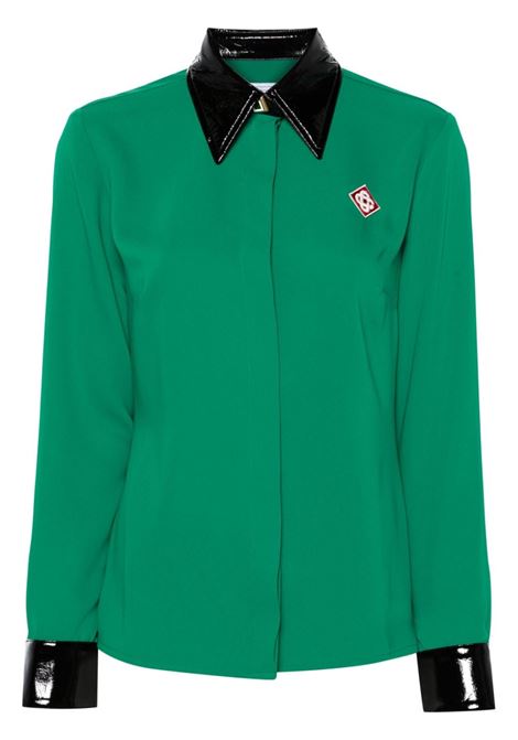 Green contrast-collar shirt - women CASABLANCA | WS24SH11802