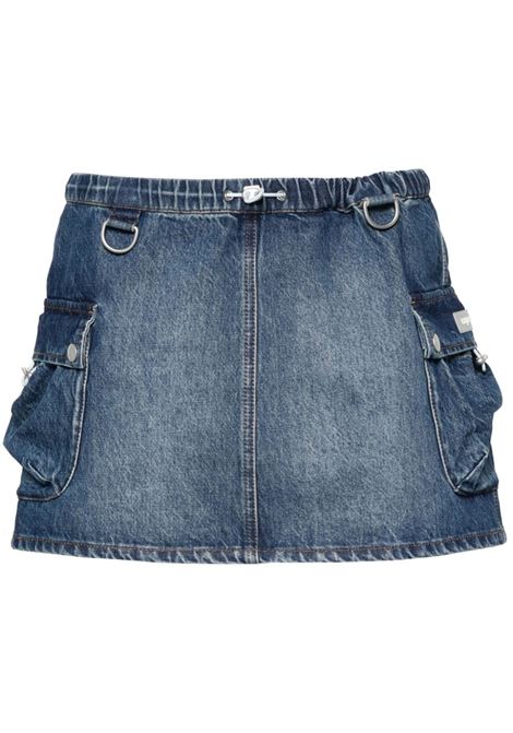 Blue denim cargo mini skirt - women