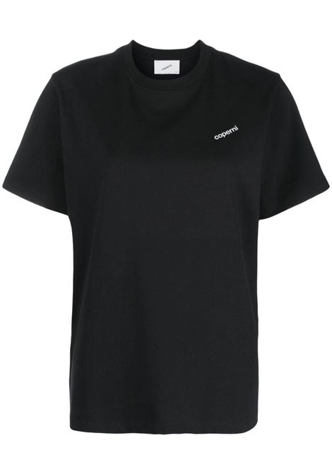 Black logo-detail t-shirt - women