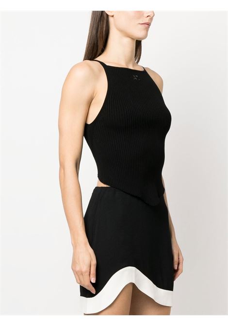 Top crop a coste in nero - donna COURRÈGES | 123MTO042FI00019999