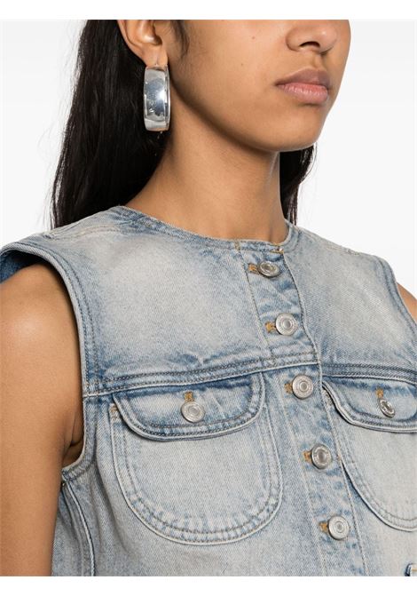 Gilet corto in denim Multiflex in blu navy - donna COURRÈGES | 124DBL153DE00167011