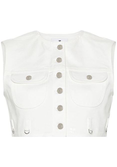 Gilet corto in denim bianco - donna COURRÈGES | 124DBL153DE00220001