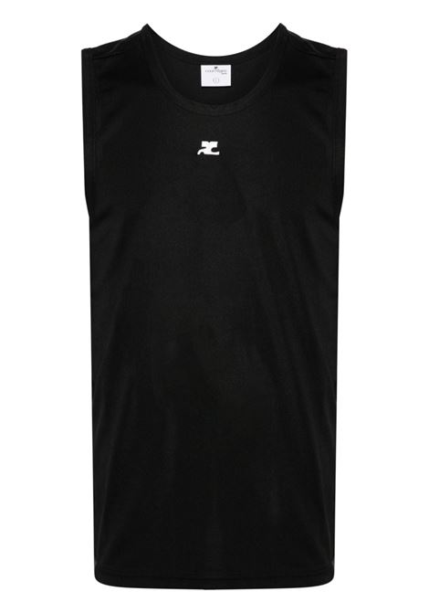 Black logo-appliqué top - men COURRÈGES | T-shirt | 124JDE069JS00459999