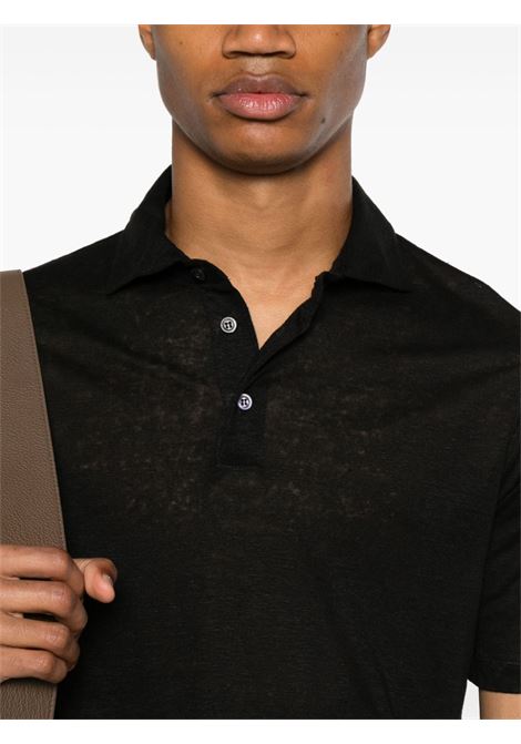 Black short-sleeved polo shirt Cruciani - men CRUCIANI | UC41T30TE34ZP0020010