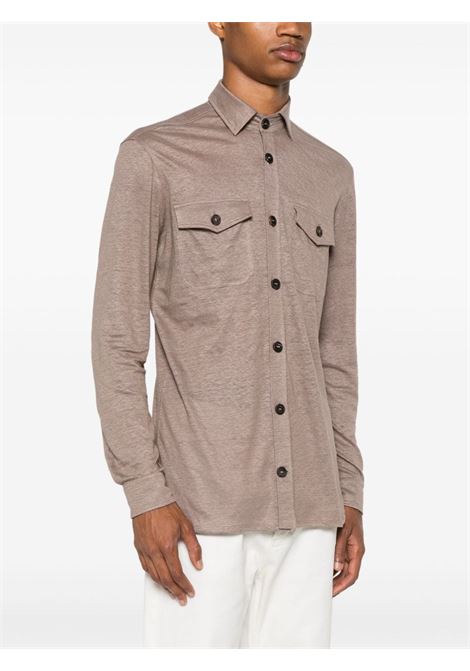 Beige long-sleeved linen shirt Cruciani - men CRUCIANI | UC41T31TE35ZCM550004