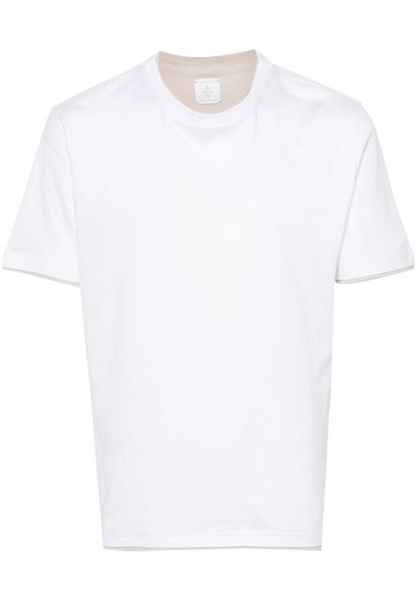 T-shirt con design a strati in bianco e beige - uomo