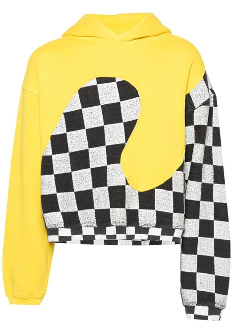 Yellow check-pattern panelled sweatshirt - unisex ERL | ERL08T0221