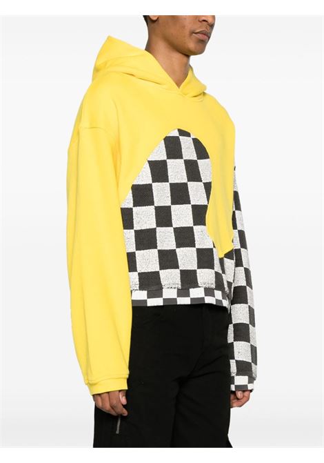 Yellow check-pattern panelled sweatshirt - unisex ERL | ERL08T0221