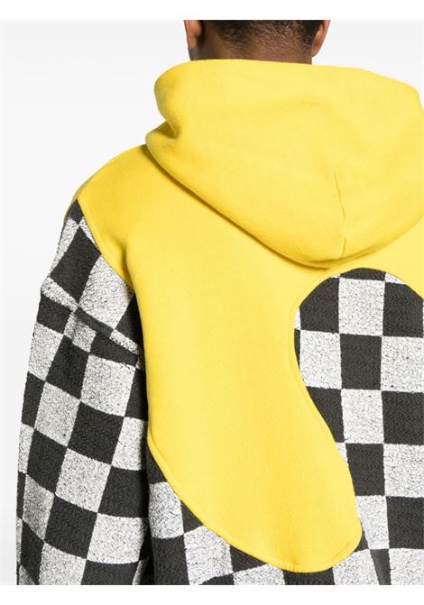 Yellow check-pattern panelled sweatshirt - unisex ERL | ERL08T0221