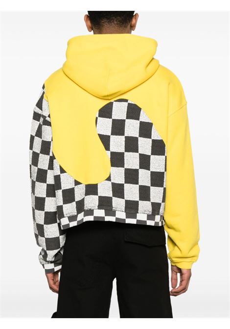 Yellow check-pattern panelled sweatshirt - unisex ERL | ERL08T0221