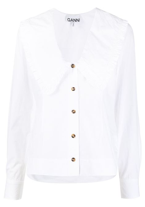 Camicia con collo oversize in bianco - donna GANNI | F5778151