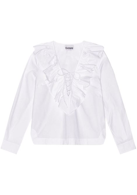 White ruffle collar blouse - women