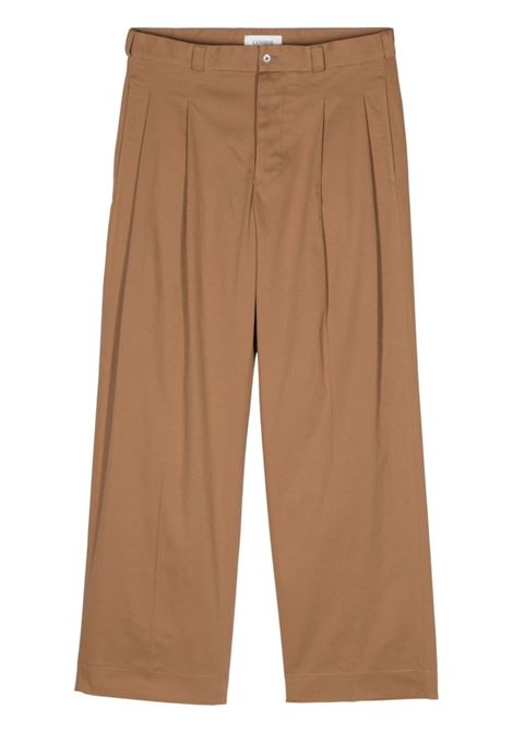 Sand beige pleat-detailed tailored trousers Laneus - men LANEUS | S4LAMAPA093092