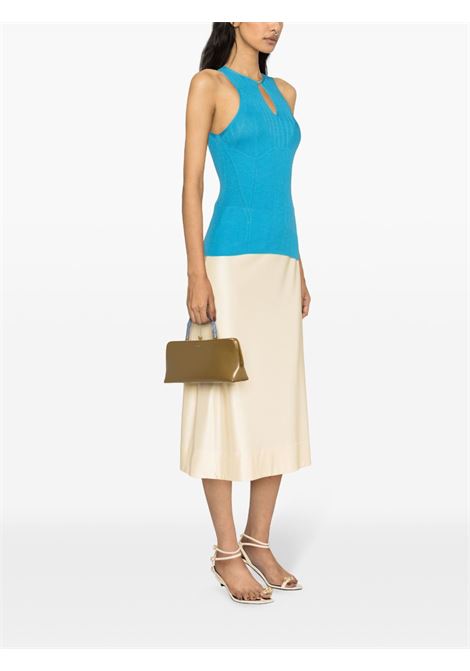 Light blue keyhole-neck ribbed tank top - women LANVIN | RWTO0015K004220