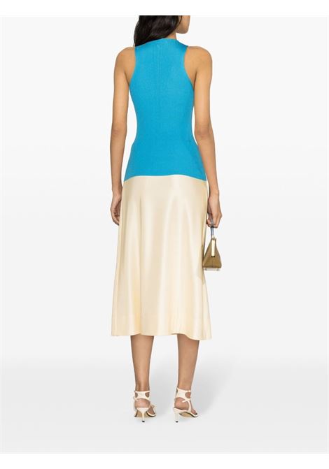 Light blue keyhole-neck ribbed tank top - women LANVIN | RWTO0015K004220