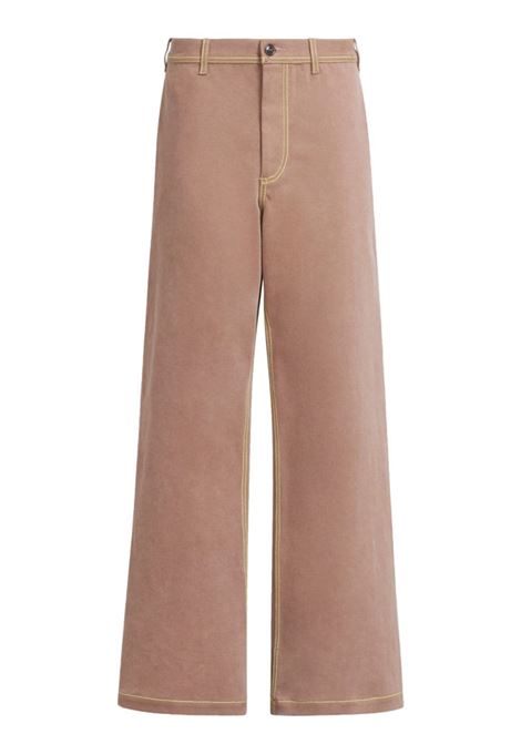 Beige contrast-stitching wide-leg trousers Marni - women MARNI | Trousers | PAJD0497S0USCW7600M40