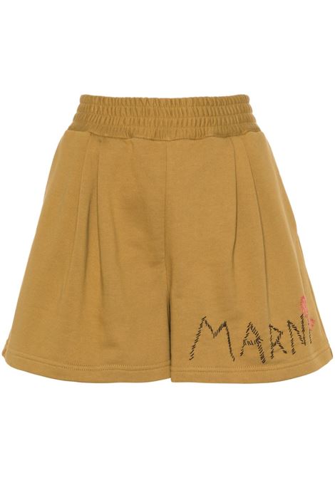 Shorts con logo in giallo Marni - donna