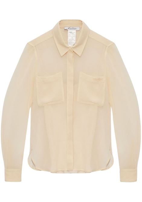 Beige vongola semi-sheer blouse - women