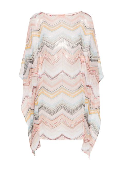 Multicolored zigzag-woven lurex-detailed cover up - women