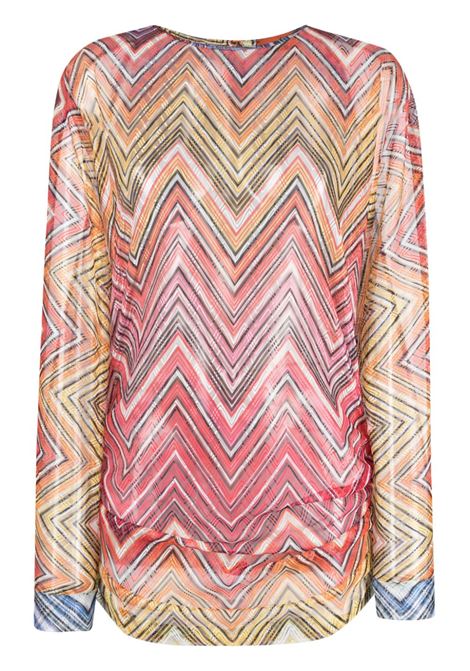 Multicolor zigzag-print cut-out cover up - women