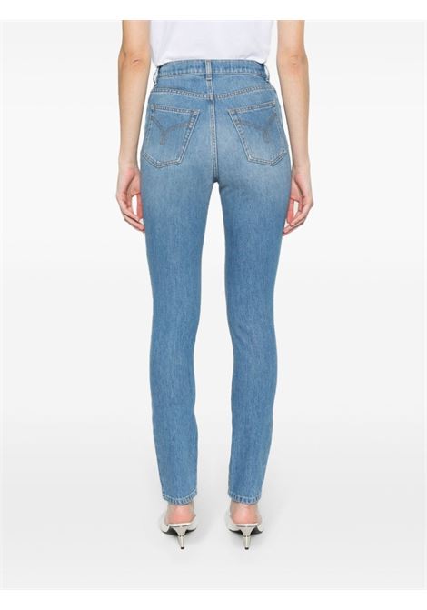 Jeans slim a vita alta in blu - donna MOSCHINO | A031304210298