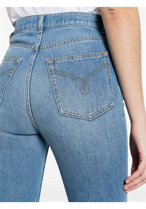 Jeans slim a vita alta in blu - donna MOSCHINO | A031304210298