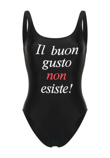 Black slogan-print swimsuit - women