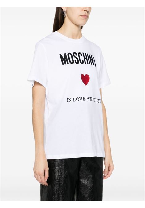 T-shirt In Love We Trust in bianco - donna MOSCHINO | J070305412001