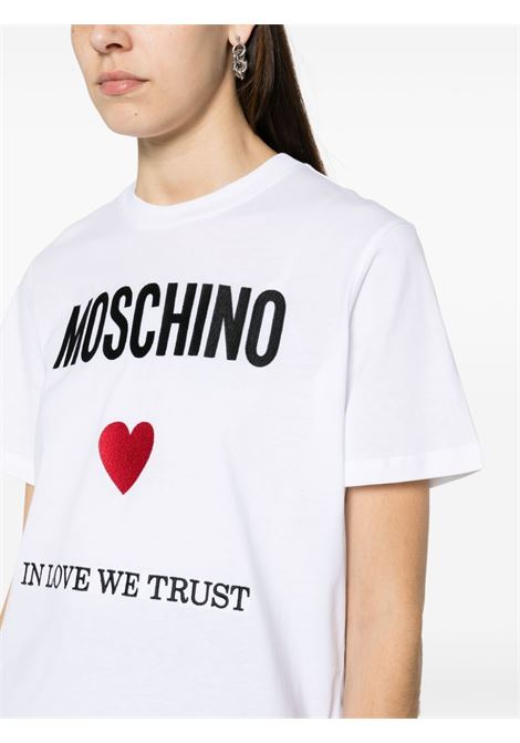 T-shirt In Love We Trust in bianco - donna MOSCHINO | J070305412001