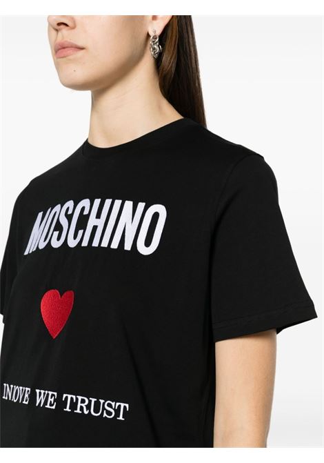 T-shirt con stampa logo in nero - donna MOSCHINO | J070305412555