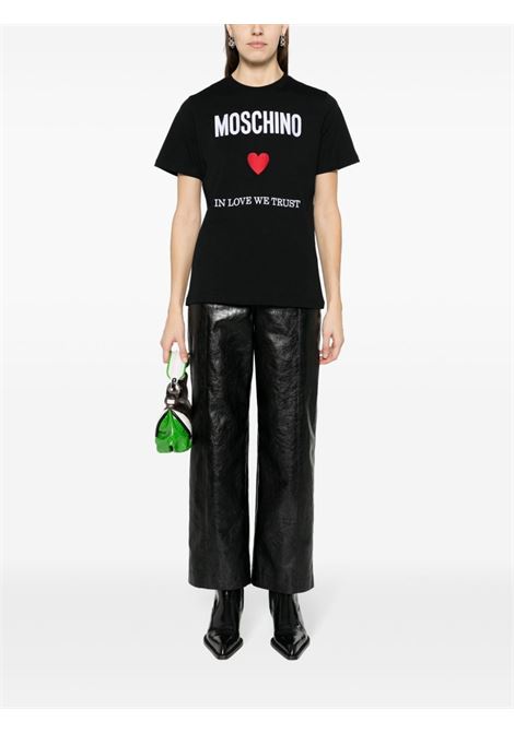 T-shirt con stampa logo in nero - donna MOSCHINO | J070305412555