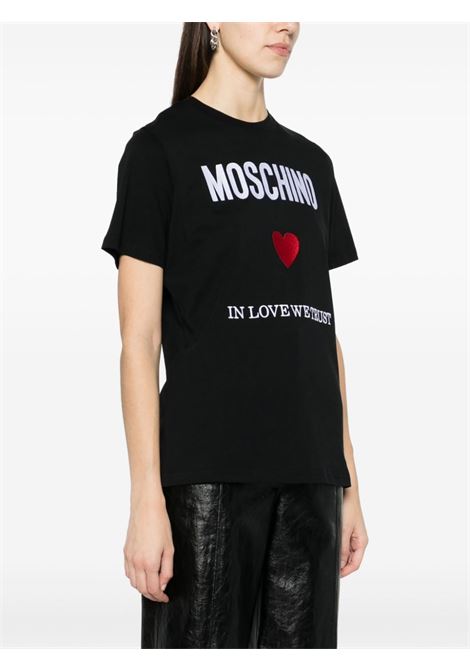 T-shirt con stampa logo in nero - donna MOSCHINO | J070305412555