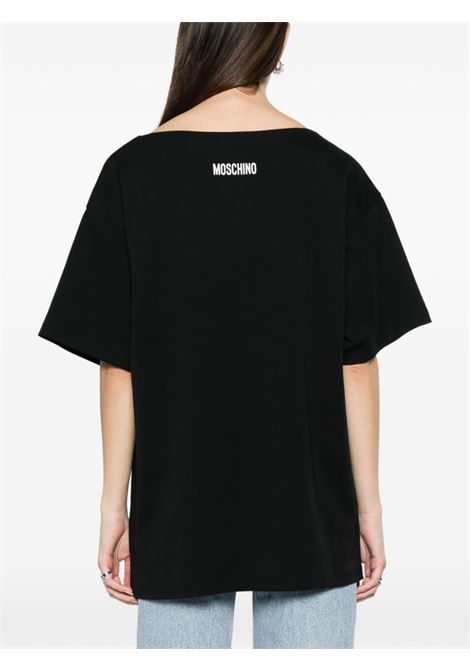 T-shirt con stampa in nero - donna MOSCHINO | V070304423555